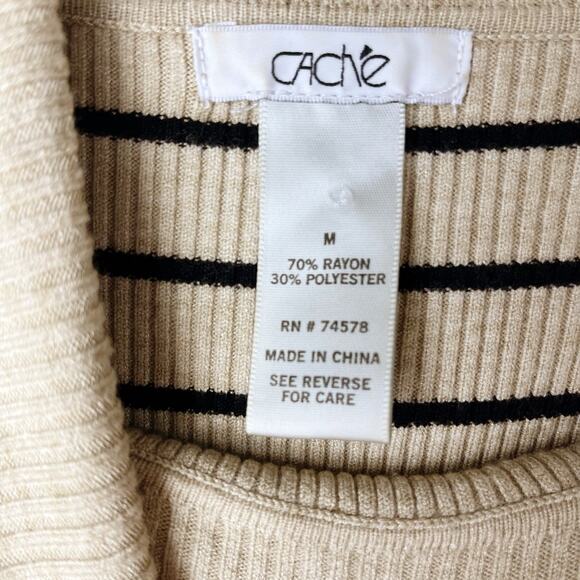 Cache Ribbed Stretch Cowl Neck Sweater Size Medium - Picture 10 of 10